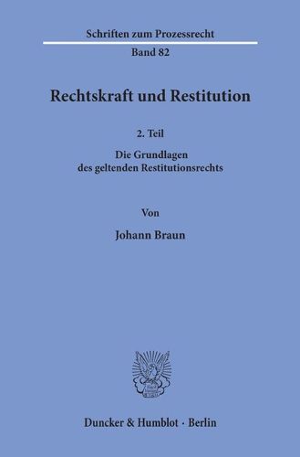 Cover image for Rechtskraft Und Restitution: 2. Teil: Die Grundlagen Des Geltenden Restitutionsrechts