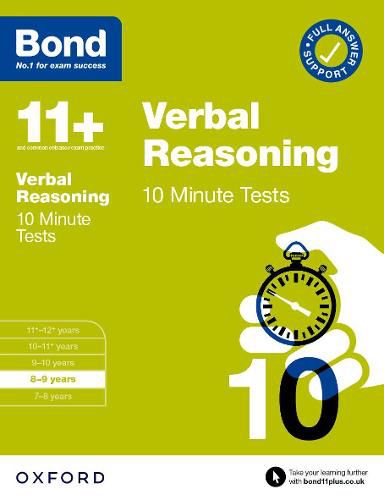 Cover image for Bond 11+: Bond 11+ Verbal Reasoning 10 Minute Tests with Answer Support 8-9 years