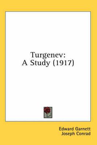 Cover image for Turgenev: A Study (1917)