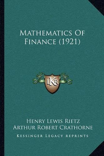 Cover image for Mathematics of Finance (1921)