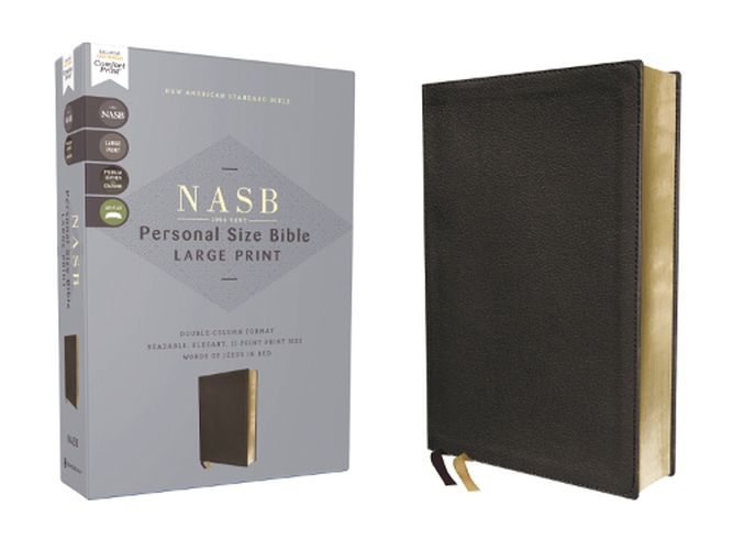 Cover image for NASB, Personal Size Bible, Large Print, Genuine Leather, Calfskin, Black, Red Letter, 1995 Text, Comfort Print