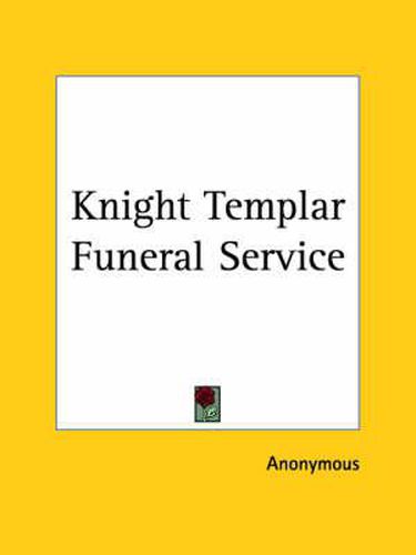 Cover image for Knight Templar Funeral Service
