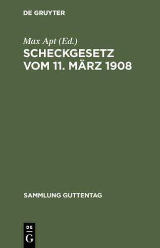 Cover image for Scheckgesetz vom 11. Marz 1908