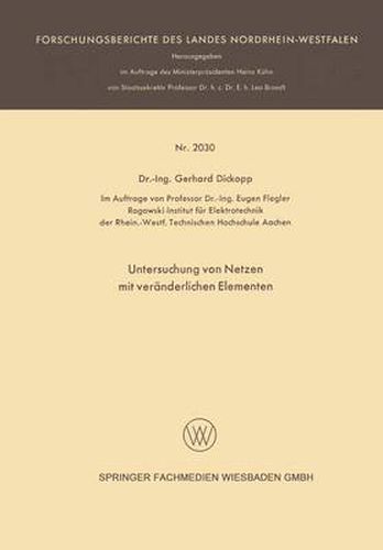 Cover image for Untersuchung Von Netzen Mit Veranderlichen Elementen
