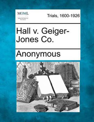 Cover image for Hall V. Geiger-Jones Co.