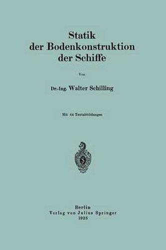 Cover image for Statik Der Bodenkonstruktion Der Schiffe