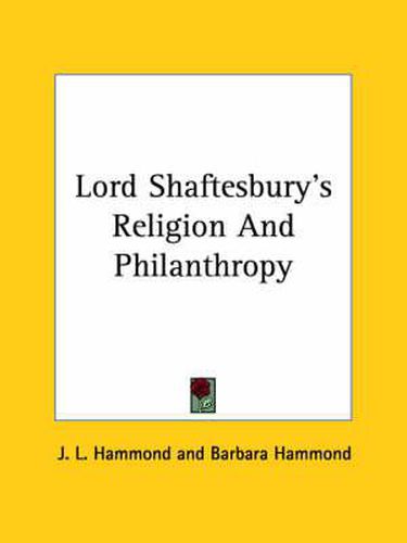 Cover image for Lord Shaftesbury's Religion and Philanthropy