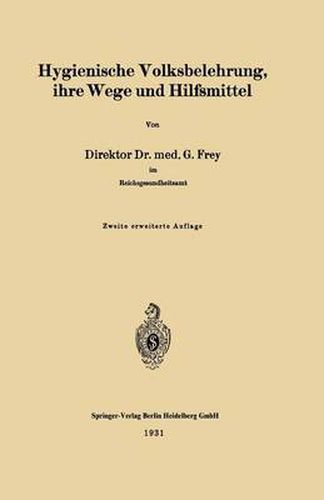 Cover image for Hygienische Volksbelehrung, Ihre Wege Und Hilfsmittel