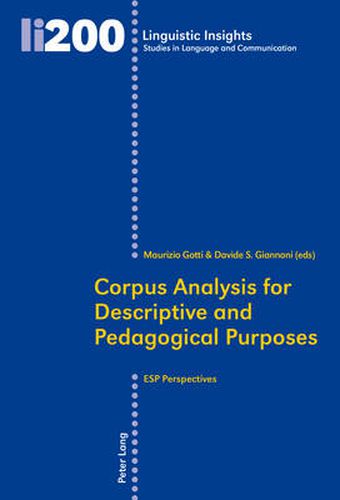 Cover image for Corpus Analysis for Descriptive and Pedagogical Purposes: ESP Perspectives