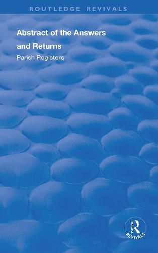 Cover image for Census Reports: 1801: Abstract of the Answers and Returns, Parish Registers