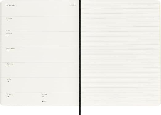 Black XL Weekly Notebook Softcover 2026 Moleskine Diary Extra-Large ...