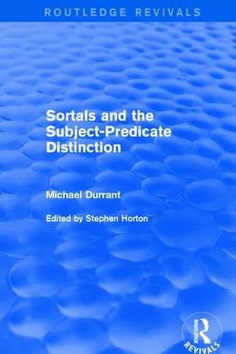 Cover image for Sortals and the Subject-Predicate Distinction