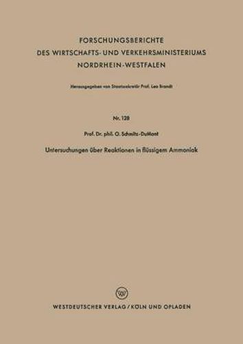 Cover image for Untersuchungen UEber Reaktionen in Flussigem Ammoniak