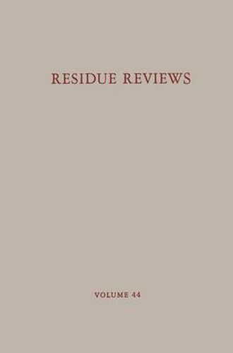 Cover image for Residue Reviews: Residues of Pesticides and Other Contaminants in the Total Environment