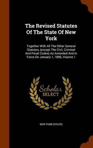 Cover image for The Revised Statutes of the State of New York: Together with All the Other General Statutes, (Except the Civil, Criminal and Penal Codes) as Amended and in Force on January 1, 1896, Volume 1