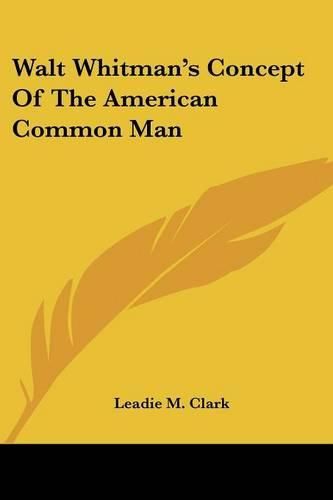 Cover image for Walt Whitman's Concept of the American Common Man