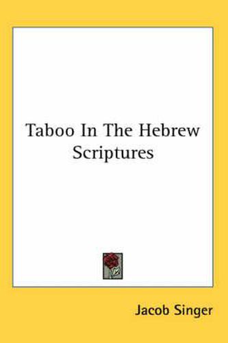 Cover image for Taboo in the Hebrew Scriptures