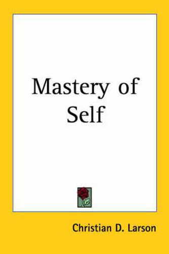 Cover image for Mastery of Self (1907)