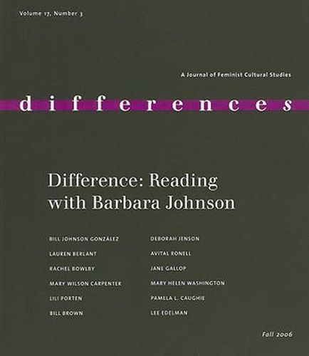 Difference: Reading with Barbara Johnson