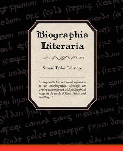 Cover image for Biographia Literaria