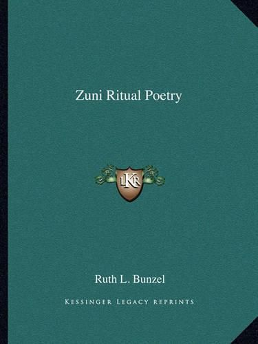 Cover image for Zuni Ritual Poetry