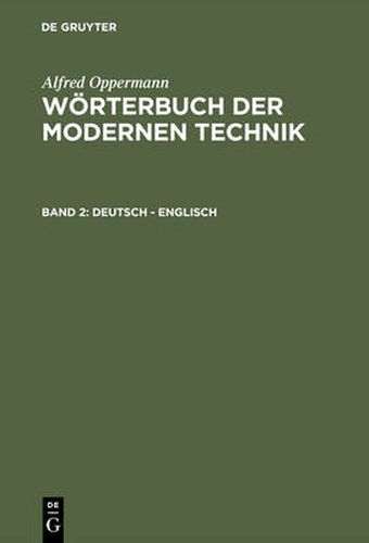 Cover image for Woerterbuch der modernen Technik, Band 2, Deutsch - Englisch