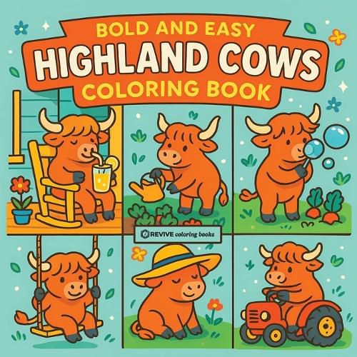 Cover image for Bold & Easy Highland Cows Coloring Book