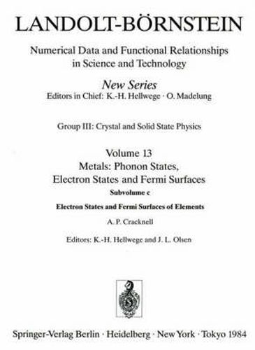 Cover image for Electron States and Fermi Surfaces of Elements / Elektronenzustande Und Fermiflachen Von Elementen