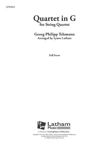 Cover image for Quartet in G (Score): Conductor Score