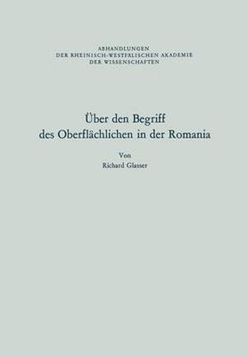 Cover image for UEber Den Begriff Des Oberflachlichen in Der Romania