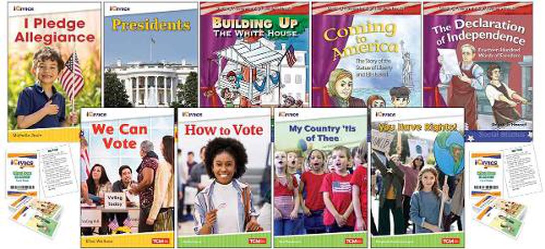 Cover image for American Democracy, Voting, & Elections 9-Book Set plus 2-Card Decks for Grades K-1