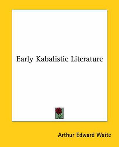 Cover image for Early Kabalistic Literature