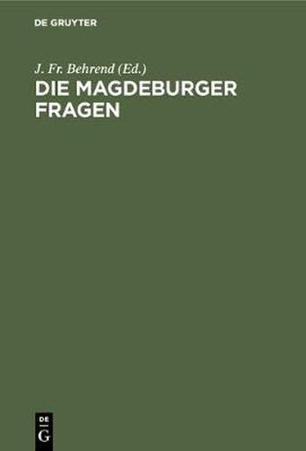 Cover image for Die Magdeburger Fragen