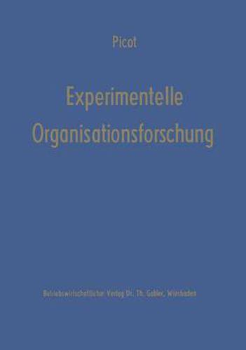 Cover image for Experimentelle Organisationsforschung