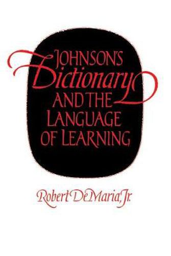 Cover image for Johnson's Dictionary and the Language of Learning