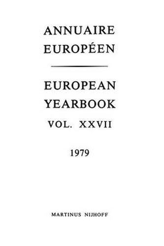Cover image for Annuaire Europeen / European Yearbook: Vol. XXVII