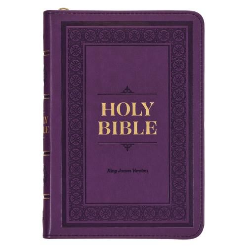 Cover image for KJV Holy Bible, Compact Faux Leather Red Letter Edition - Ribbon Marker, King James Version, Purple, Zipper Closure