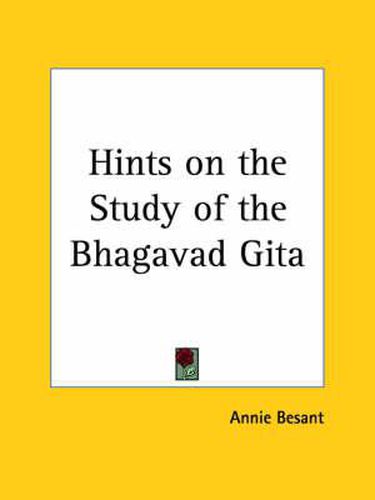 Cover image for Hints on the Study of the Bhagavad Gita (1906)