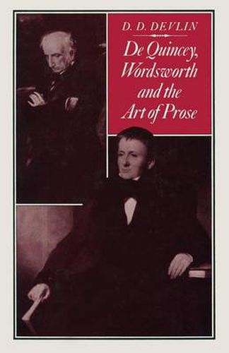 Cover image for De Quincey, Wordsworth and the Art of Prose