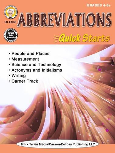 Cover image for Abbreviations Quick Starts Workbook, Grades 4 - 12