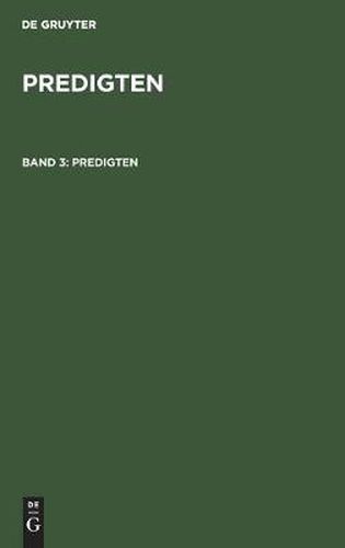 Cover image for F. Schleiermacher: Predigten. Band 3