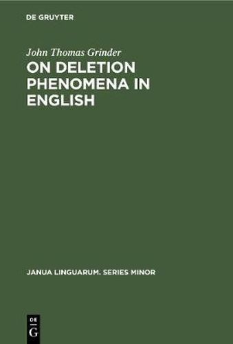 Cover image for On deletion phenomena in English