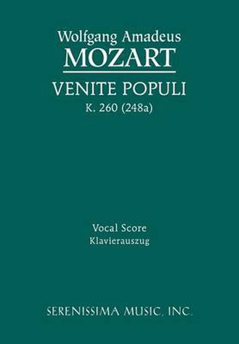 Cover image for Venite Populi, K.260 (248a): Vocal Score