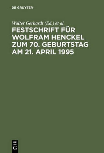 Cover image for Festschrift Fur Wolfram Henckel Zum 70. Geburtstag Am 21. April 1995