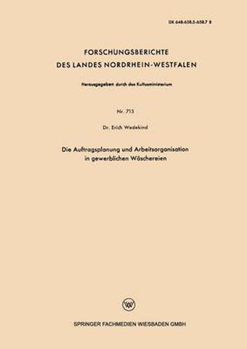 Cover image for Die Auftragsplanung Und Arbeitsorganisation in Gewerblichen Waschereien