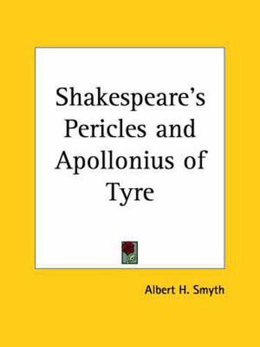 Cover image for Shakespeare's Pericles and Apollonius of Tyre (1898)