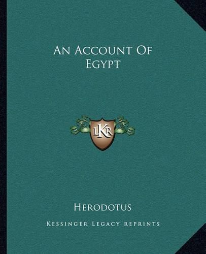 Cover image for An Account of Egypt an Account of Egypt