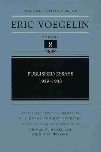 Cover image for Published Essays, 1929-1933 (CW8)