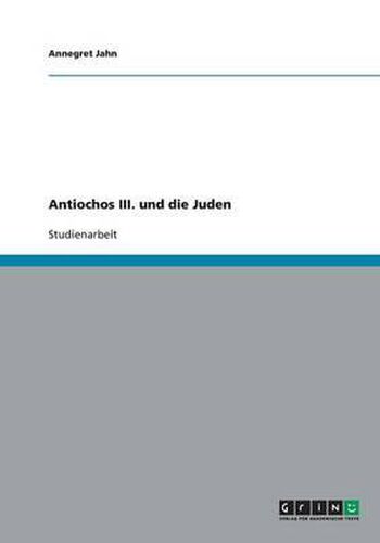 Cover image for Antiochos III. Und Die Juden