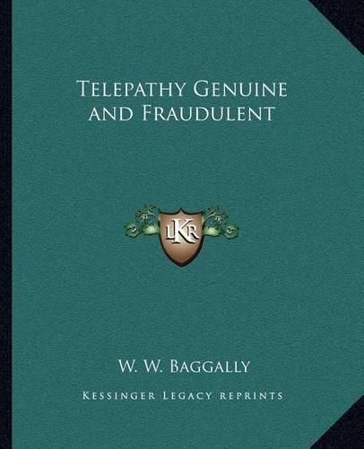 Cover image for Telepathy Genuine and Fraudulent